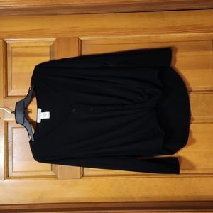 White Willow Women's Size Small Petite Black Tie Front Blouse, EUC
